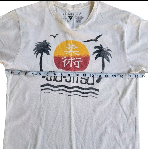 Metamoris Jiu-Jitsu T-shirt “Palm Trees” Men's sz Medium Beige s/s Crew Neck - Picture 2 of 4